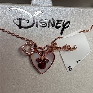 Disney Rose Gold Minnie Heart Necklace